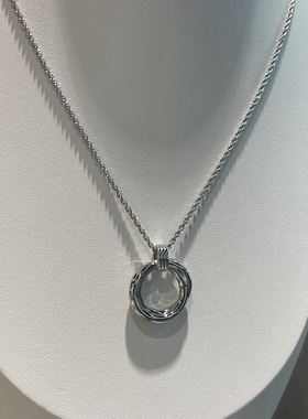 欧比雅比银色双环吊坠金