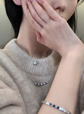 钛钢蜂巢微笑锁骨链刘亦菲同款