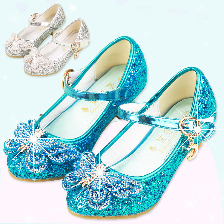 2025新款水钻蝴蝶结女童高跟公主单鞋儿童学生婚纱礼服演出水晶鞋,淘宝优惠券,粉丝福利购,淘宝优惠卷