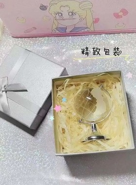ins风迷你水晶地球仪少女心创意桌面摆件透明书桌装饰闺蜜礼物HOT