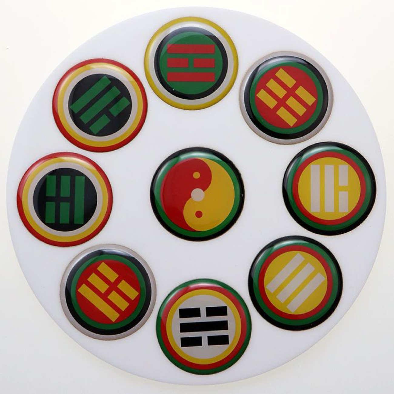 30CM 12CM单面黄铜版五龙盘中黄中绿中黑中白中红太极盘 - 图1