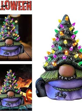 跨境圣诞小矮人圣诞树雕塑装饰桌面聚会节日装扮圣诞工艺品摆件