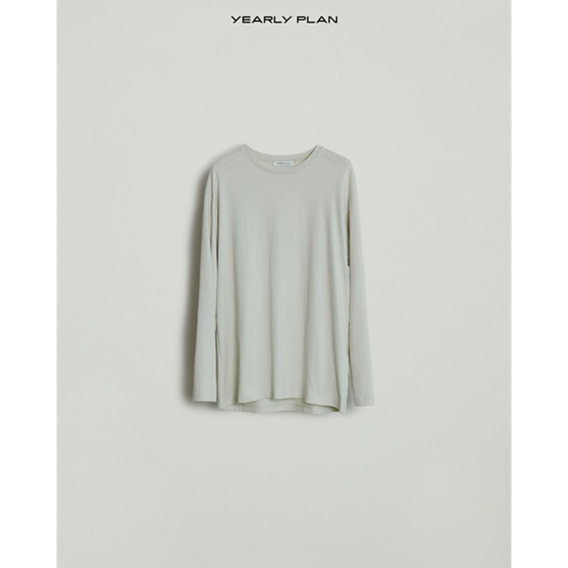 设计师品牌YEARLYPLAN24春季新款女装经典宽松全棉圆领长袖T恤 - 图1