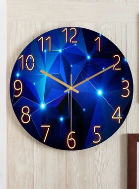 1pc 12inch Wall Clock Geometric Elements Dark Blue Thickened