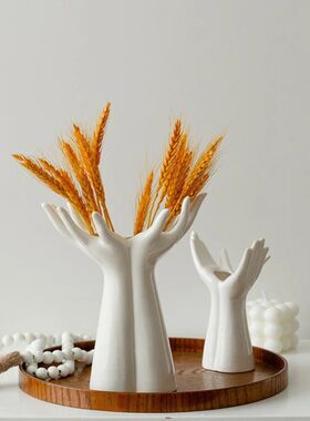 Ceramic Vase Hand Arm Palm Bouquet Flower Arrangement Access