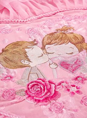 Red Pink Luxury Lace Wedding Bedding Set King Queen Size Pri
