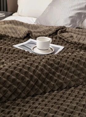 A Checked Milk Velvet Bed Blanket, Children, Adults, Warm Wi