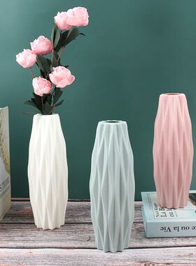 Flower Vase Decoration Home Plastic Vase White Imitation Cer