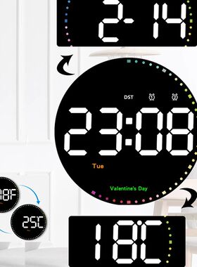 Remote Control 10 inch Colorful Led Wall Calendar Clock for