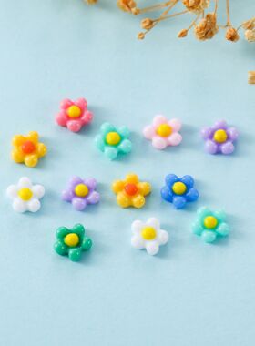 100Pcs Egg Flower 3D Resin Five Petal Flower Nail Accessorie