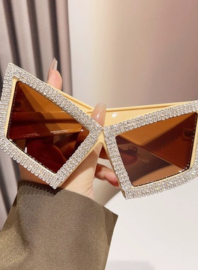ins网红个性镶钻猫眼太阳眼镜潮