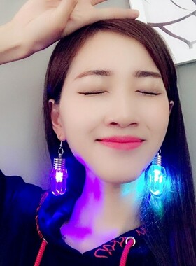 网红个性女LED发光耳环蹦迪