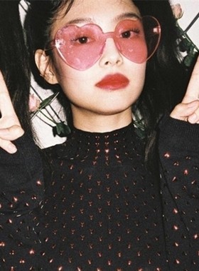 爱心形眼镜个性少女复古网红墨镜