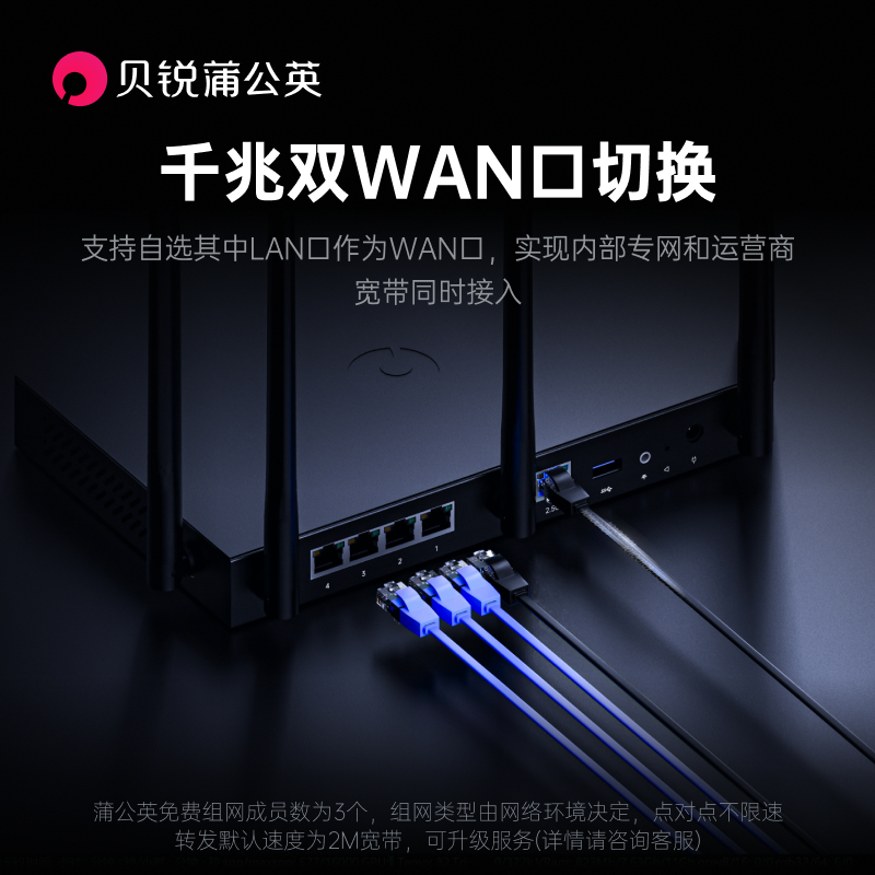 贝锐蒲公英X5Pro路由器AX3000企业级异地组网千兆双频2.5G双WAN口5G无线WiFi6覆盖USB办公商用远程访问内网 - 图1