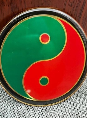 黄铜8cm万字符缺补角牌自粘贴中式红黄白绿黑蓝八卦太极现货速发