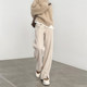 人字纹加绒阔腿裤女秋冬2025新款毛呢开叉裤子直筒羊毛窄版香蕉裤