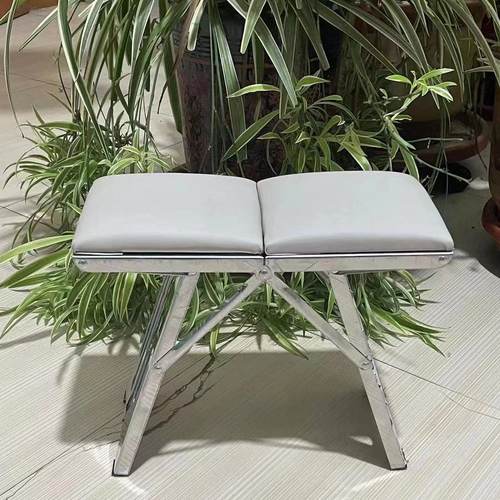 不锈钢折叠凳子便携式家用矮凳户外休闲马扎钓鱼凳金属加厚小板凳 - 图1