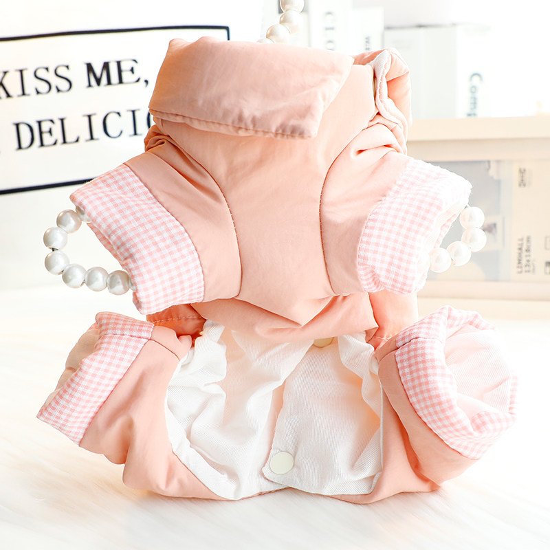 狗狗衣服秋冬装厚款背部开扣粉色牵引四脚棉衣小型犬泰迪宠物4929,淘宝优惠券,粉丝福利购,淘宝优惠卷