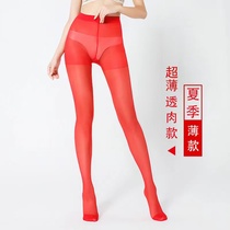 Romantic Color Red Ultra-thin Silk Socks Wedding Bride Even Pants Socks Sexy Summer Ben Year Bottom Socks Candy Color