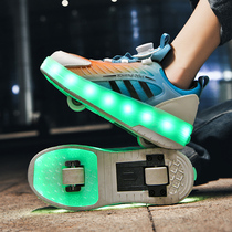 Storm Walking Shoes Children Students Adults Double Wheels Retractable Mesh Surface With Wheels Glowing Tide Shoes