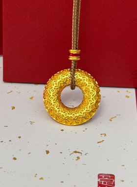 金店同款沙金镂空花丝平安扣