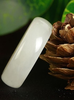 新疆和田玉白玉戒指白玉男女款指环手饰正品天然玉石玉器扳指戒圈
