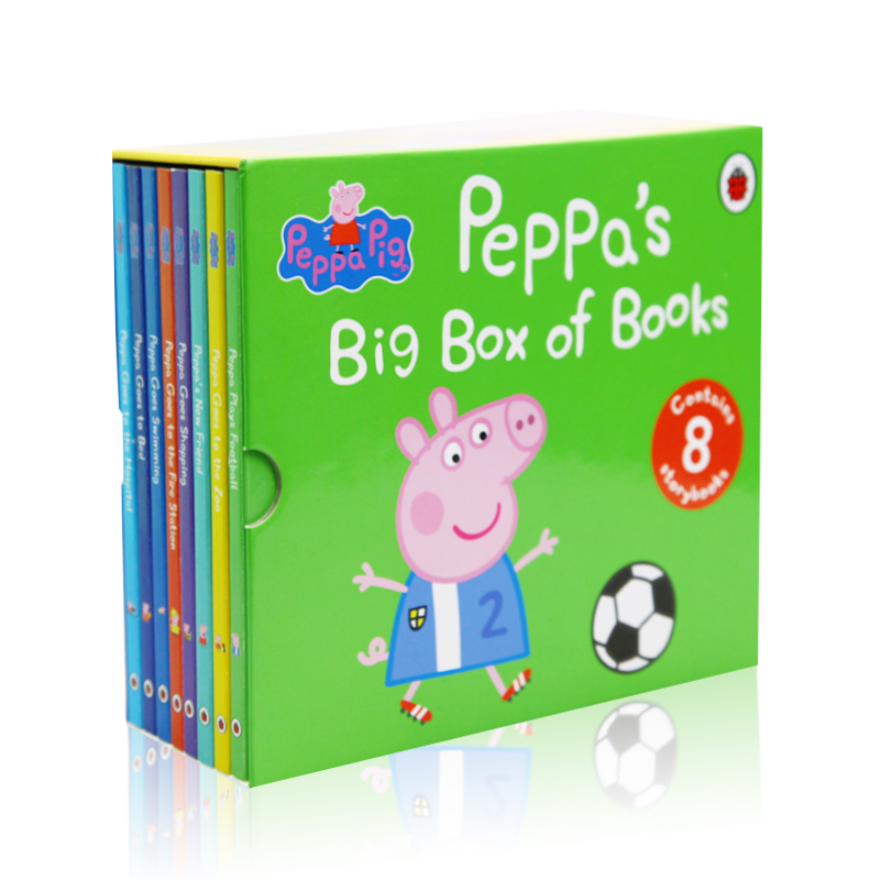 儿童英文绘本 Peppa Pig Peppa's big box of books 小猪佩奇8册套装 粉红猪小妹 儿童英语启蒙纸版书 宝宝睡前故事图画书进口原版 - 图0