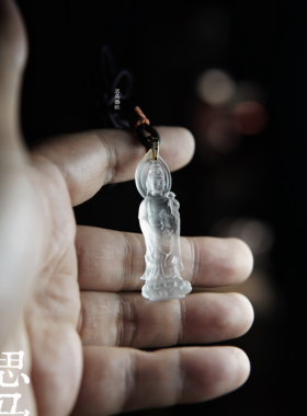 大势至菩萨·非遗臻娑白琉璃·人工二次精抛·吊坠项链