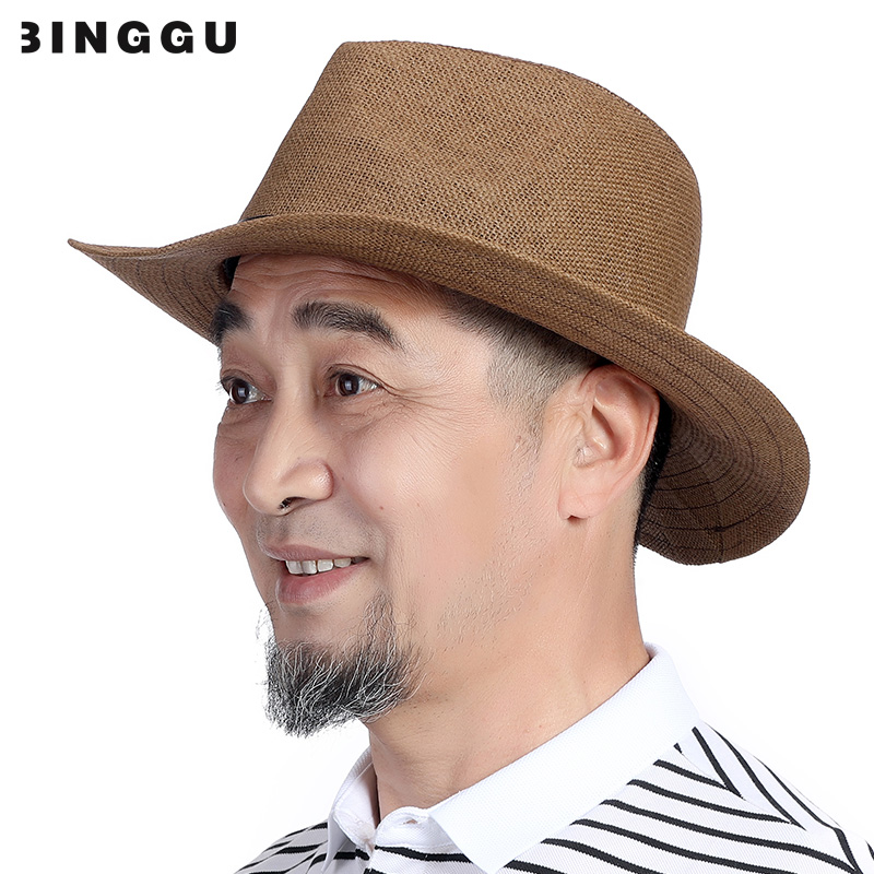 冰古旗舰店草帽子男士夏季户外工地遮阳帽夏天中老年人爸爸太阳帽防晒礼帽男1