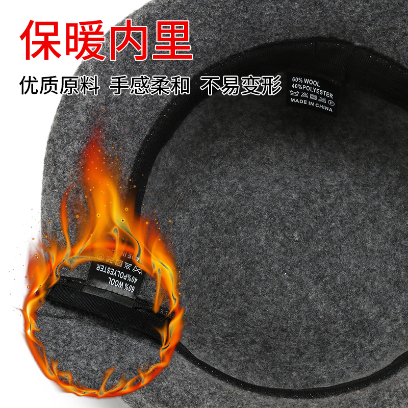 冰古旗舰店秋冬季中老年人帽子女羊毛呢礼帽老人妈妈冬天保暖帽奶奶老太太帽2