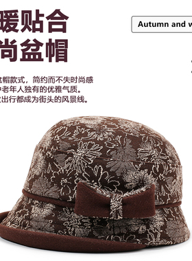 老人帽子女秋冬奶奶毛呢保暖盆帽