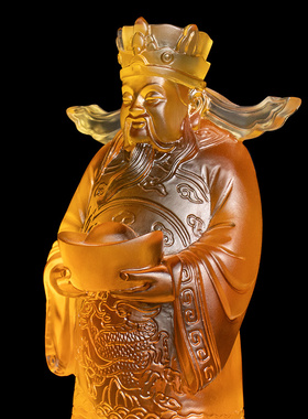 匠门琉璃财神爷聚宝盆招财摆件