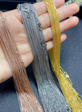 S925纯银项链镀白金黄金玫瑰金配链锁骨链肖邦链O字链单链无吊坠