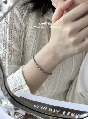 Yelu原创进口捷克珠纯银串珠手链女小众设计感复古小花百搭手串