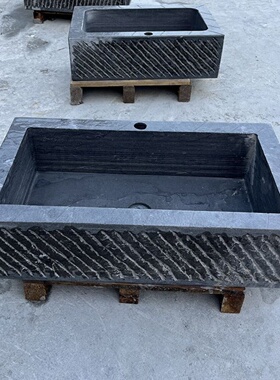石雕青石石槽仿古石头庭院养鱼水槽鱼缸户外花盆荷花石缸拖把池