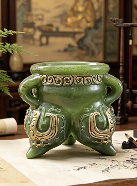 古玩旧藏老河磨玉高古玉仿古摆件包浆浑厚自然品完美玉器收藏香炉