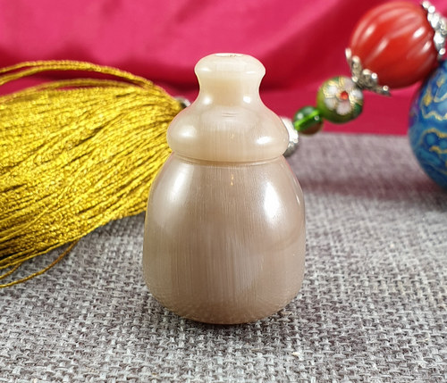 可爱胖墩款 天然白水牛角藏式三通佛头/纯手工一体式 文玩DIY配件 - 图2
