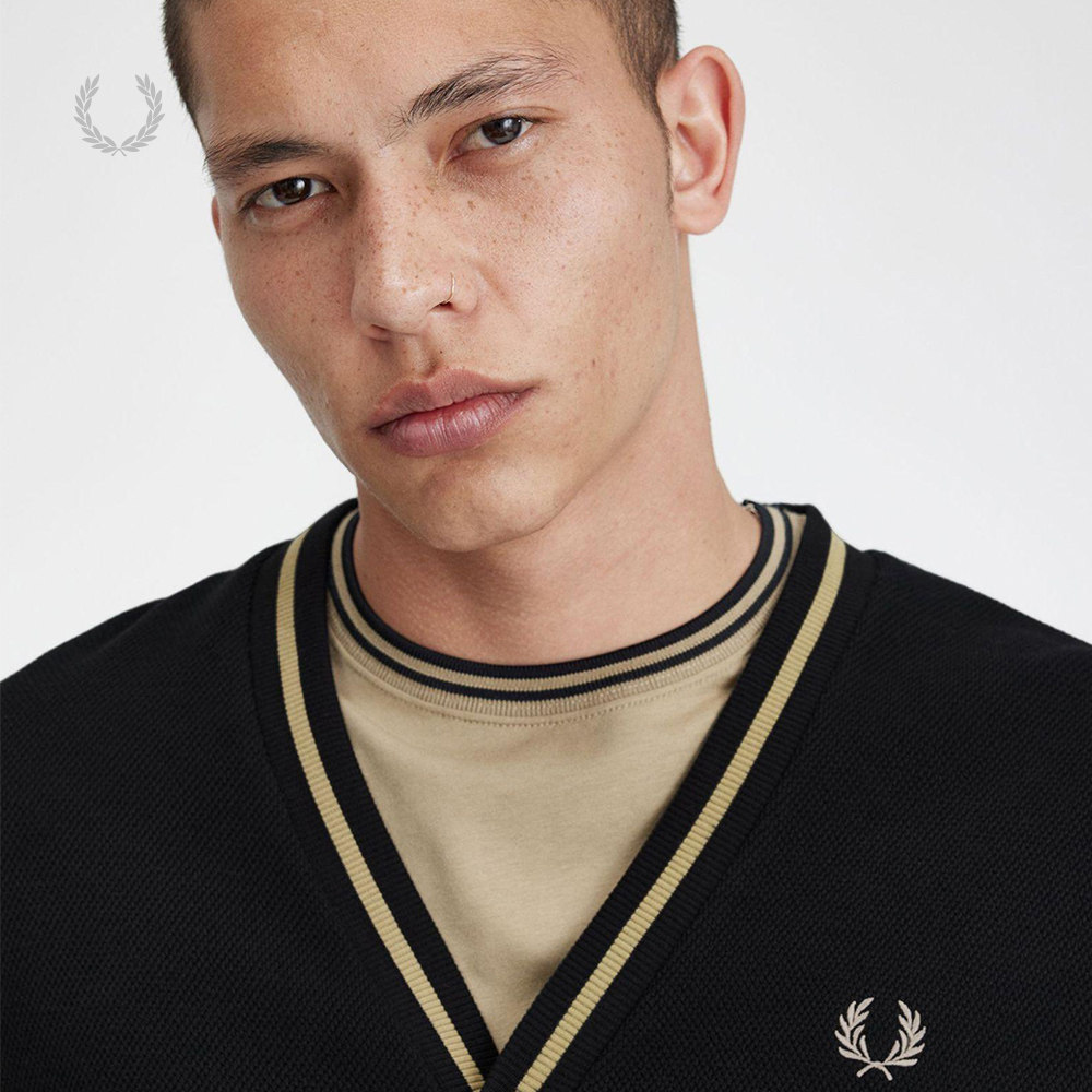 FRED PERRY男士休闲针织衫冬季商务绅士开衫V领麦穗长袖M2654,淘宝优惠券,粉丝福利购,淘宝优惠卷