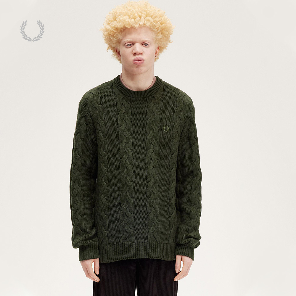 FRED PERRY男士休闲针织衫冬季街头运动麦穗刺绣羊毛衫K8562 - 图0