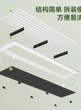 中央空调出风口百叶格栅 线形极窄加长预埋无边框ABS定制测量安装