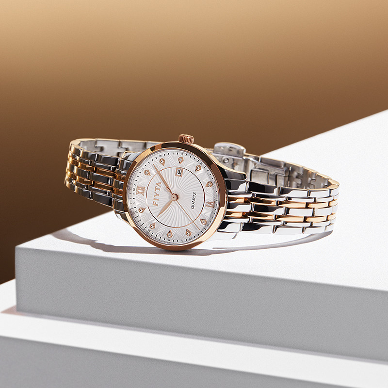 【情侣对表】飞亚达女士镶钻时尚简约石英表男士商务大气机械表