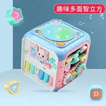 Childrens hand beats beat drum wise Cube Baobao 0-3-year-old function early to teach baby six faces playing box hand clapping drums
