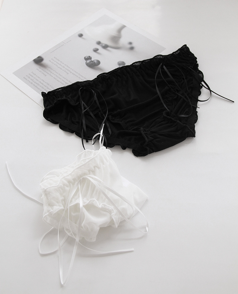 日系镂空伪娘男衣服中腰性感女装大佬用品蕾丝胖次cd变装内裤男 - 图2