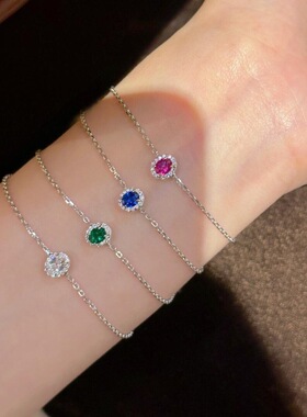 法式轻奢高级感满钻蛋形彩宝手链