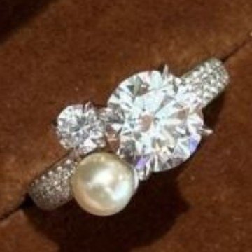 法式轻奢大圆钻珍珠戒指耳钉女镶嵌锆石简约设计复古气质名媛套装 - 图3