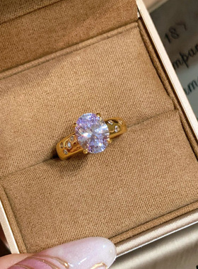 法式甜美气质紫气东来鸽子蛋戒指