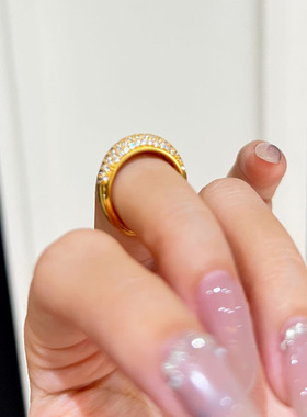 法式复古镀金镶钻满天星戒指