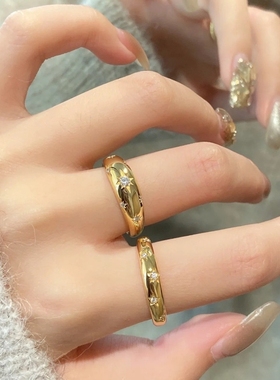 vintager中古风星芒情侣戒指