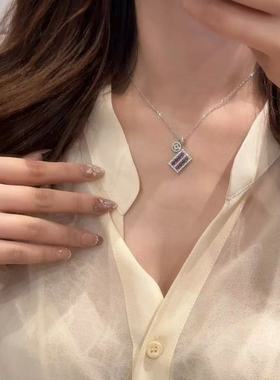 法式复古紫水晶金钱算盘项链