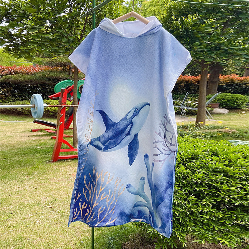 Hooded bath towel成人连帽浴巾披风沙滩速干浴袍斗篷海滩浴袍 - 图1